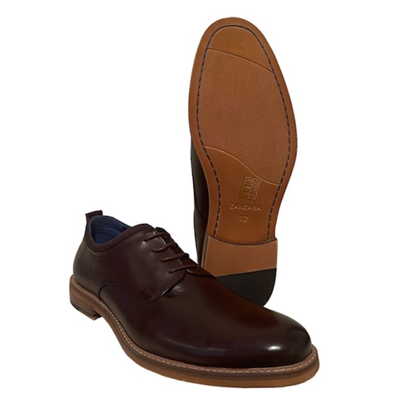 Zanzara Stuart ZZC1204 Mens Brown Leather Top Plain Toe Oxfords Shoes main image 3